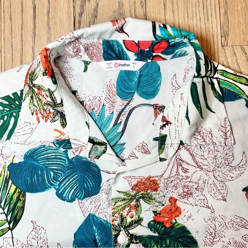 PatPat Men’s Hawaiian Print Lightweight Button Down Top Size Large - Picture 6 of 11